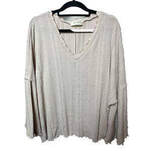 2/$30 A Beautiful Soul Ribbed Knit Top Womens 3X Pink Stretch Flowy Romantic